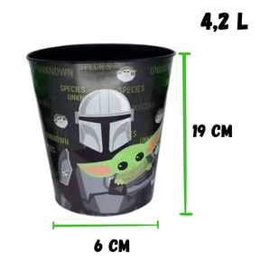 Kit Almofada Porta Pipoca Balde e Copos The Mandalorian Star Wars