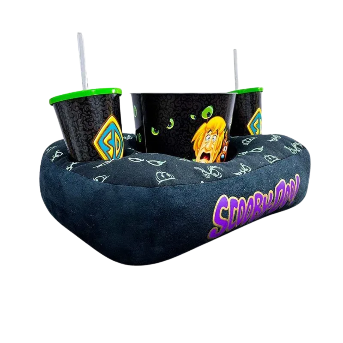 Kit Almofada Porta Pipoca Balde e Copos Scooby-Doo