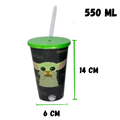 Kit Almofada Porta Pipoca Balde e Copos Mandalorian e Almofada Baby Yoda Star Wars