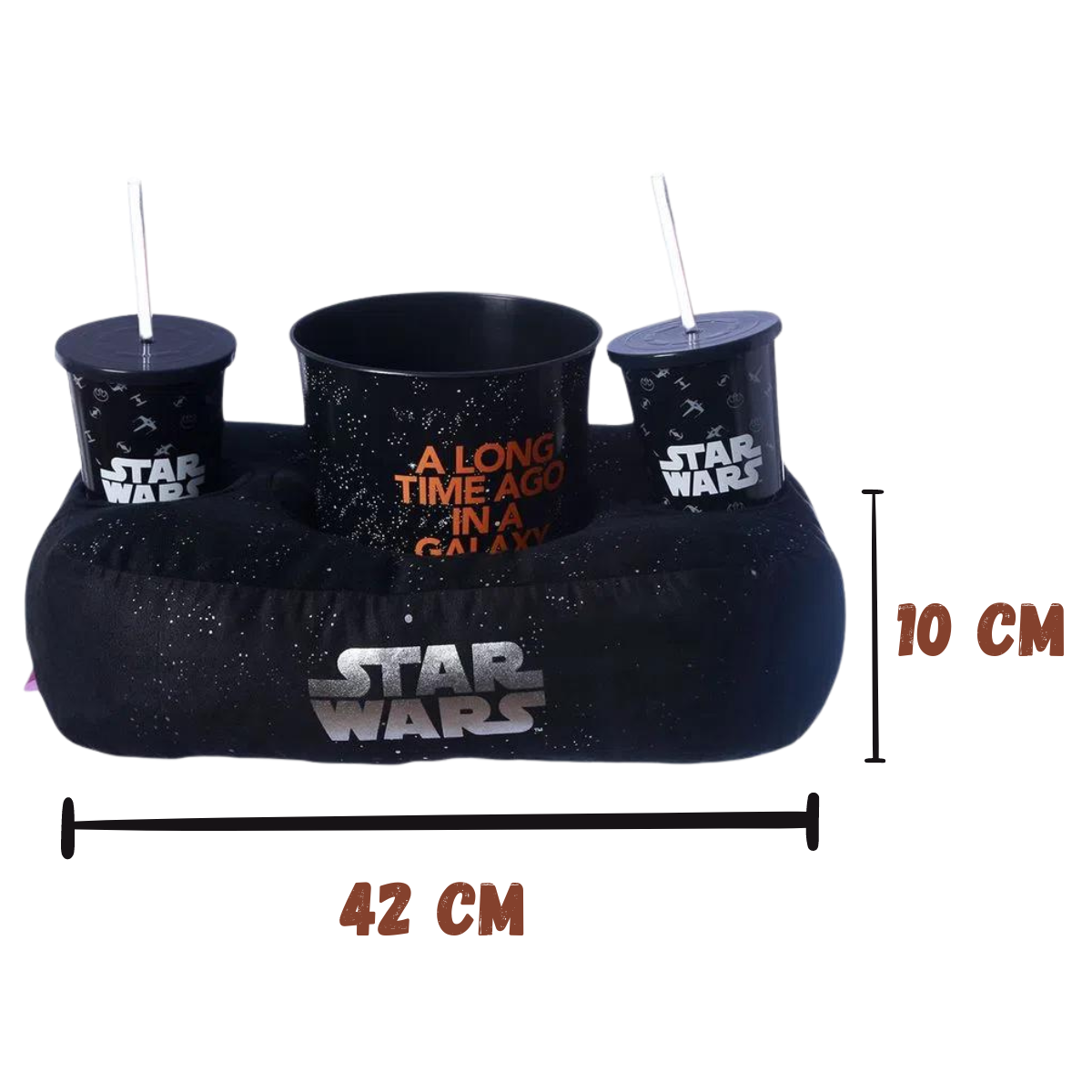 Kit Almofada Porta Pipoca Balde e Copos Star Wars Guerra nas Estrelas