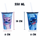 Kit Almofada Porta Pipoca Balde e Copos Stitch e Angel Coração