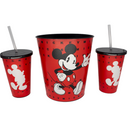 Kit Almofada Porta Pipoca Balde e Copos Mickey Mouse Disney