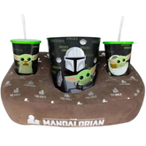 Kit Almofada Porta Pipoca Balde e Copos The Mandalorian Star Wars