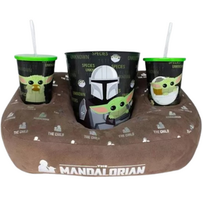 Kit Almofada Porta Pipoca Balde e Copos The Mandalorian Star Wars