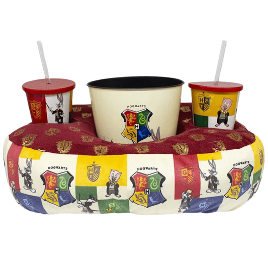 Kit Almofada Porta Pipoca Balde e Copos Harry Potter HP Especial 100 Anos Looney Tunes WB