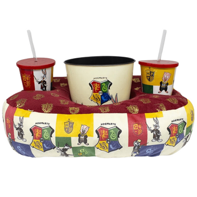Kit Almofada Porta Pipoca Balde e Copos Harry Potter HP Especial 100 Anos Looney Tunes WB