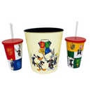Kit Almofada Porta Pipoca Balde e Copos Harry Potter 100 Anos Looney Tunes
