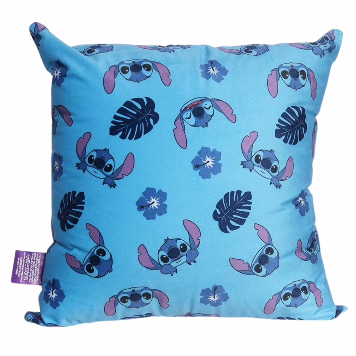 Almofada Stitch Azul 40x40 Aveludada Decoração Sofá Cama Macia