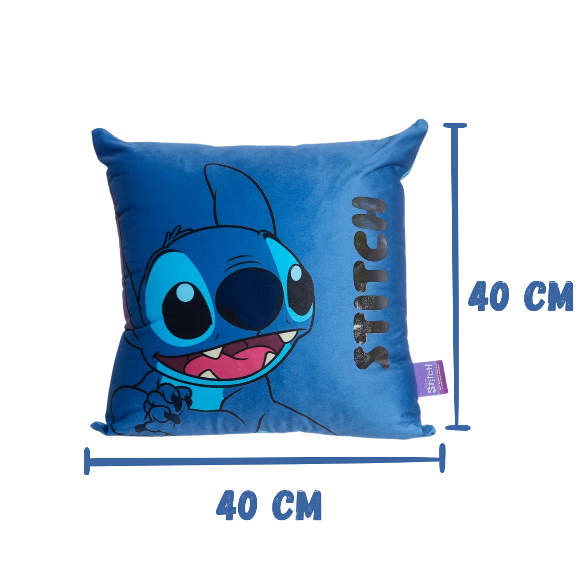 Almofada Stitch Azul 40x40 Aveludada Decoração Sofá Cama Macia