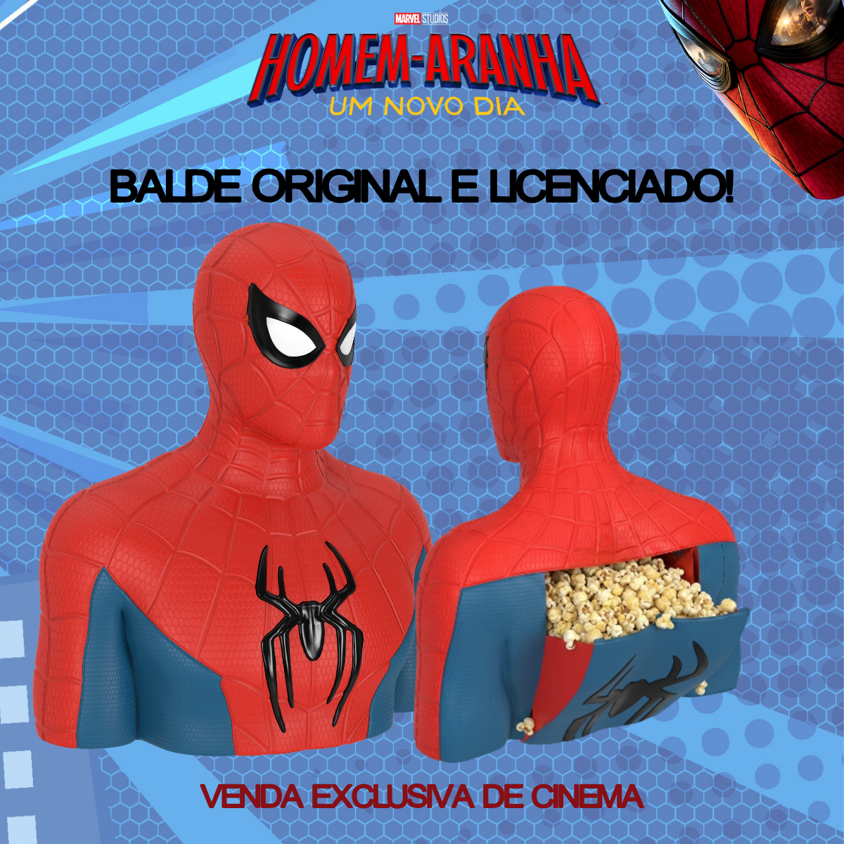 Balde Pipoca Homem Aranha Novo Dia 3,5l Original Licenciado