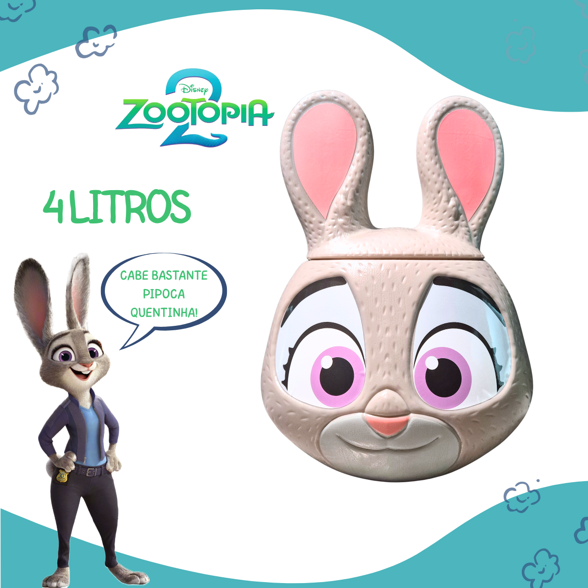 Balde Pipoca Zootopia 2 Judy Coelho Formato Cinema 2025 4L