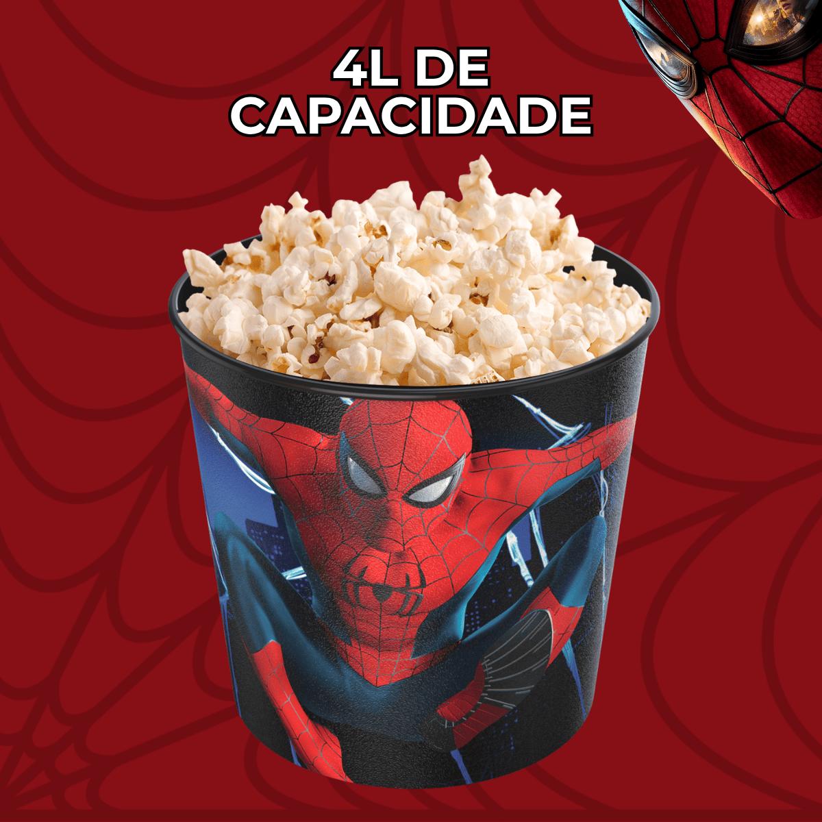 Balde Pipoca Homem Aranha Um Novo Dia 4l Original Preto