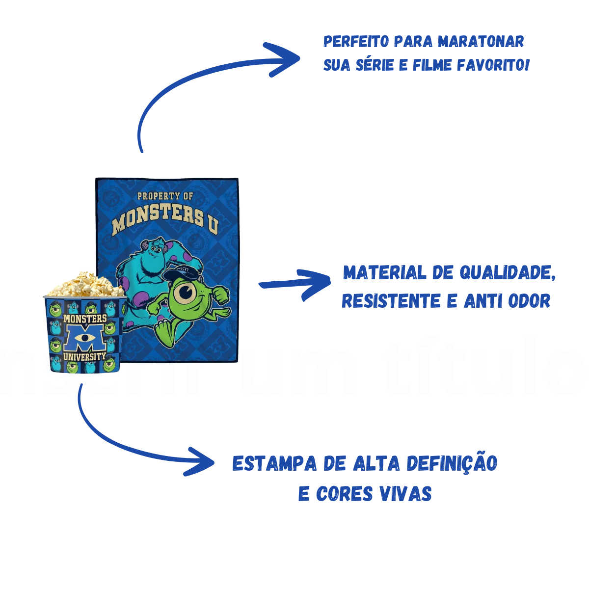 Kit Balde de Pipoca e Manta Monstros S.A