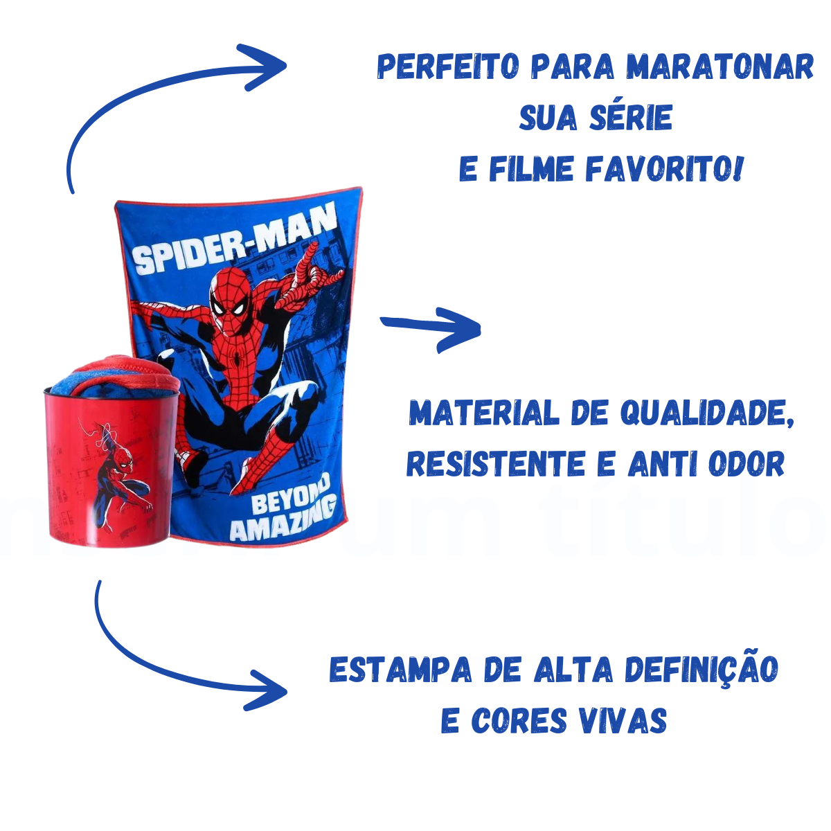 Kit Balde de Pipoca e Manta Homem-Aranha Spiderman