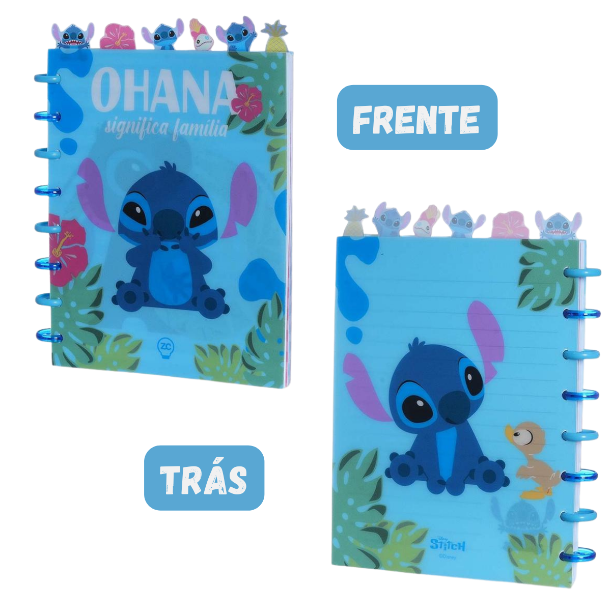 Caderno Inteligente Stitch com 6 Divisórias 72 Folhas