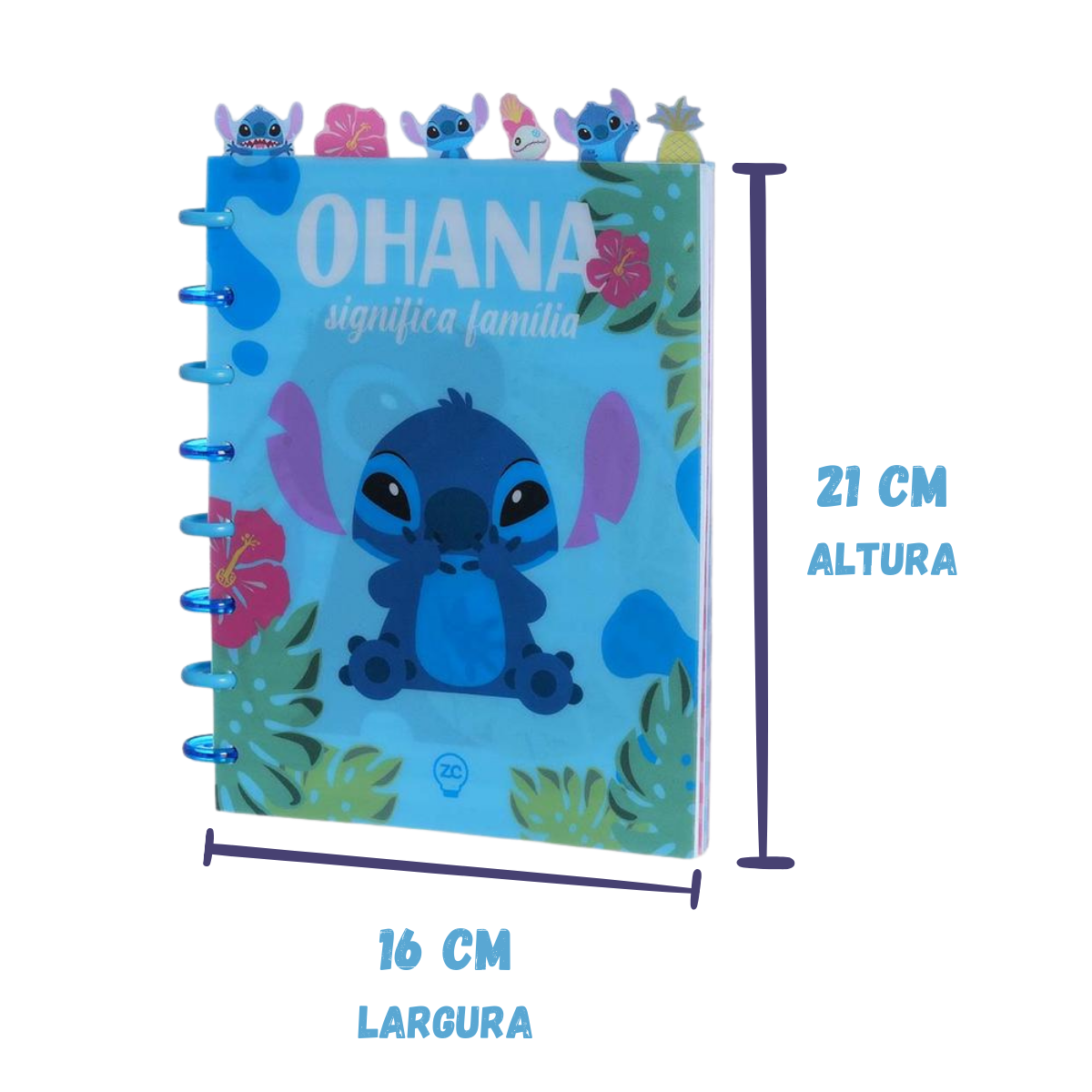 Caderno Inteligente Stitch com 6 Divisórias 72 Folhas