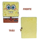 Caderno Diário Pelúcia Bob Esponja com Cadeado e Chave 80 Folhas