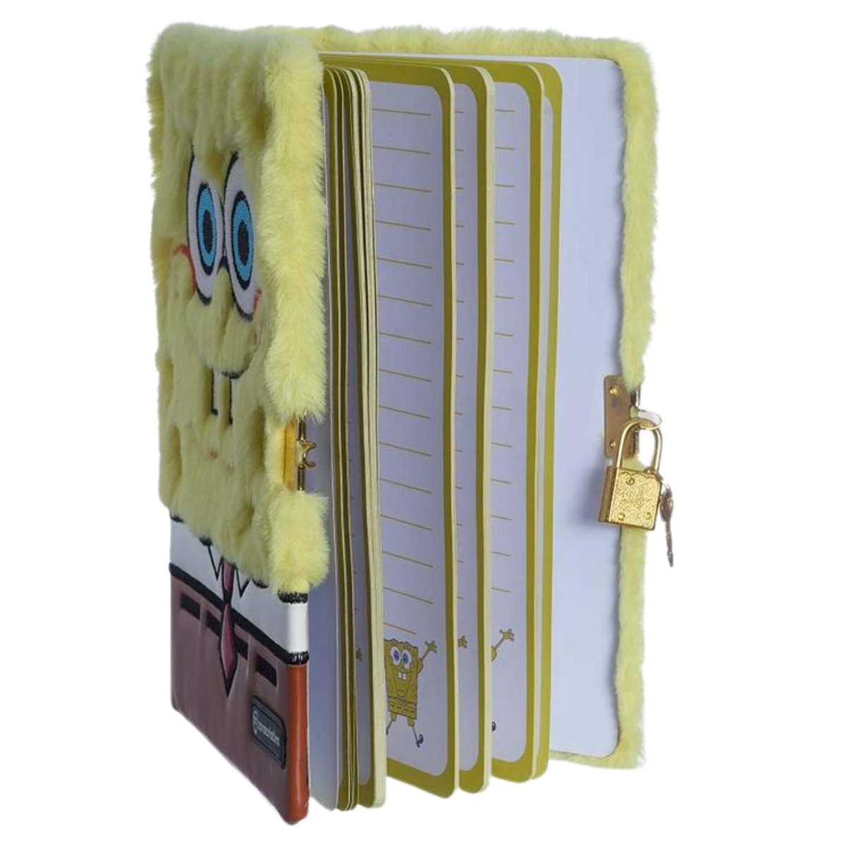 Caderno Diário Pelúcia Bob Esponja com Cadeado e Chave 80 Folhas