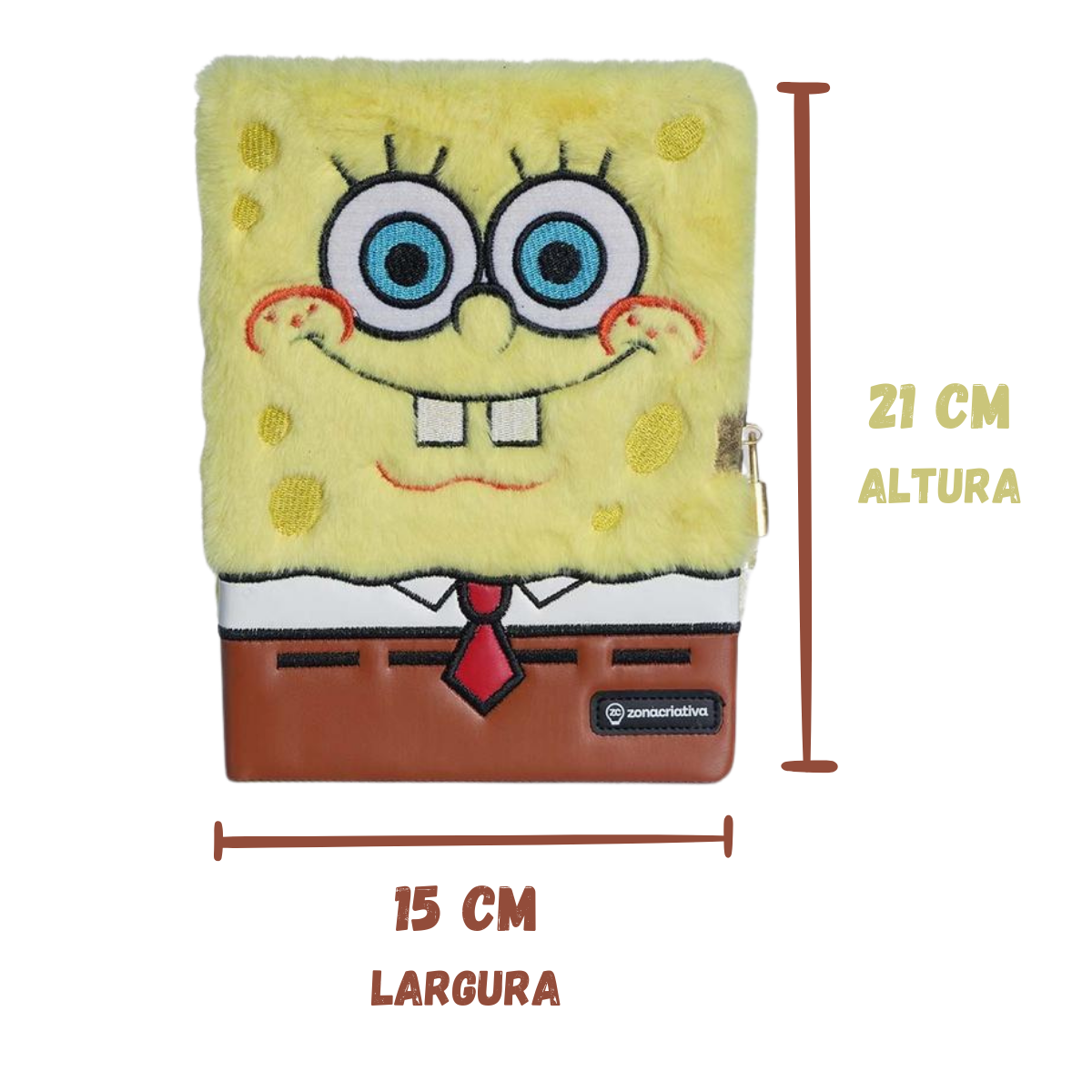 Caderno Diário Pelúcia Bob Esponja com Cadeado e Chave 80 Folhas