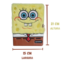 Caderno Diário Pelúcia Bob Esponja com Cadeado e Chave 80 Folhas