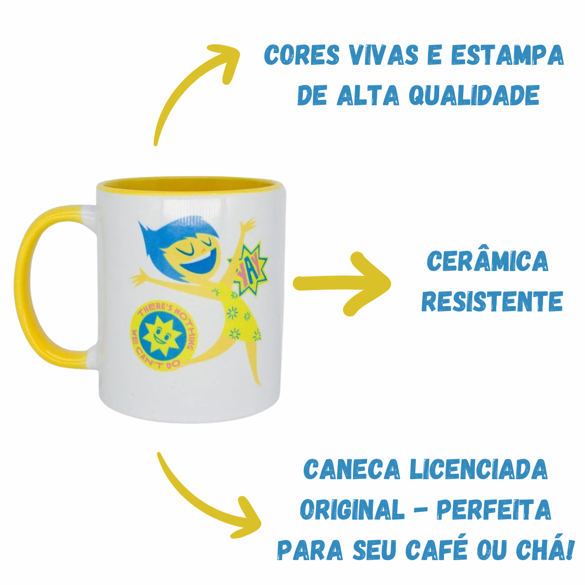Caneca Alegria Divertida Mente 350ml Cerâmica