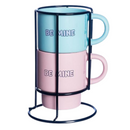 Kit 2 Canecas Stitch e Angel Empilháveis com Suporte 180ml