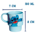 Kit 2 Canecas Stitch e Angel Empilháveis com Suporte 180ml