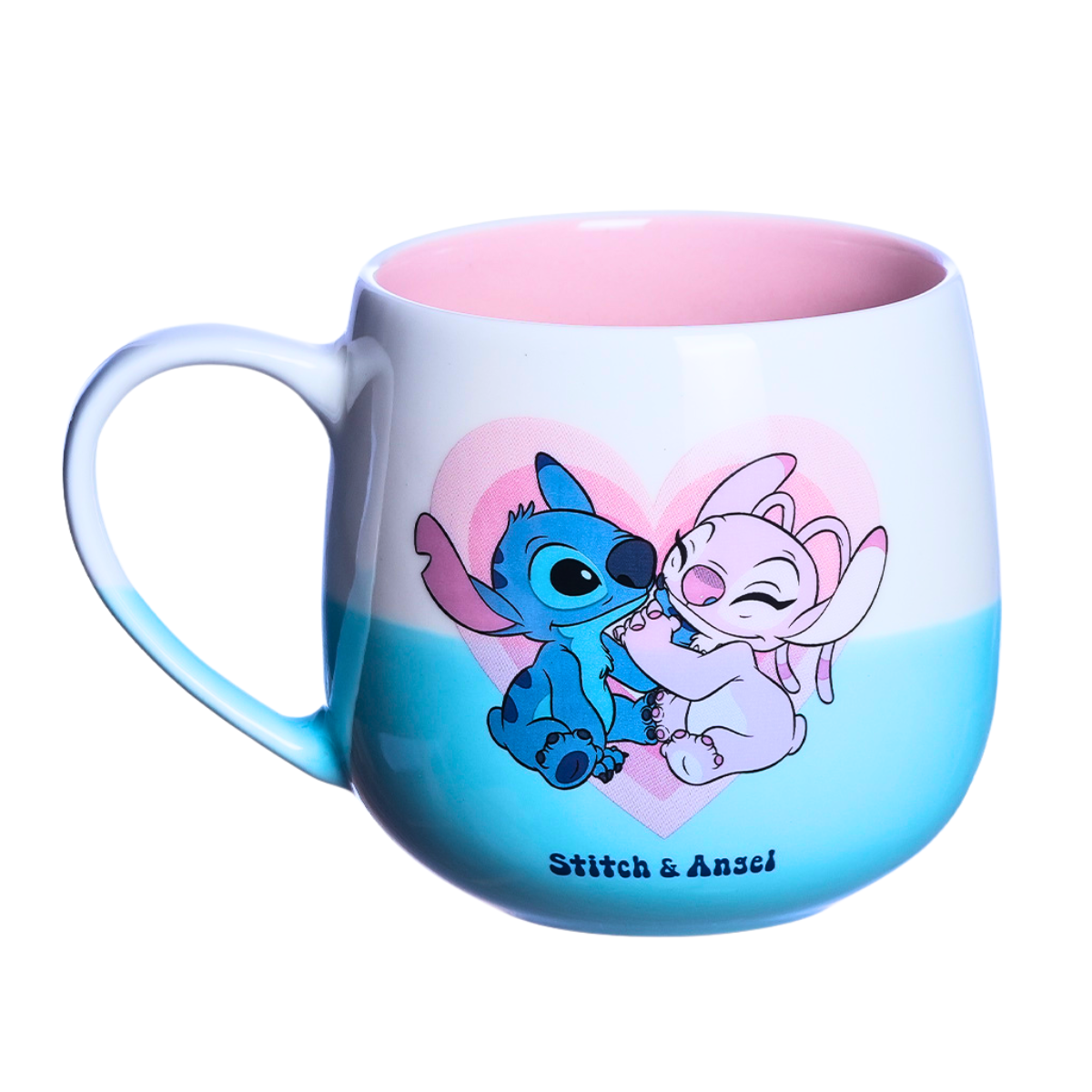 Caneca Stitch e Angel Namorados Coração 400ml