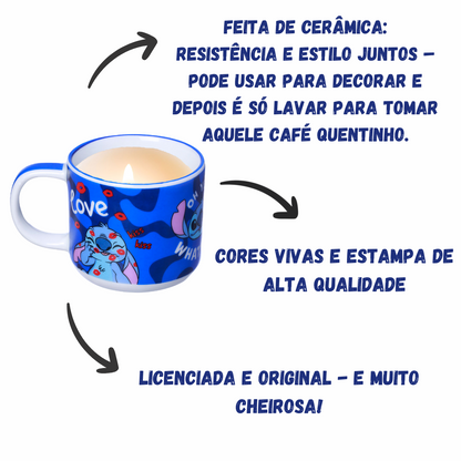 Caneca Vela Stitch Aromática Perfumada 300ml