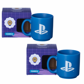 Kit 2 Mini Canecas Playstation Videogame 100ml