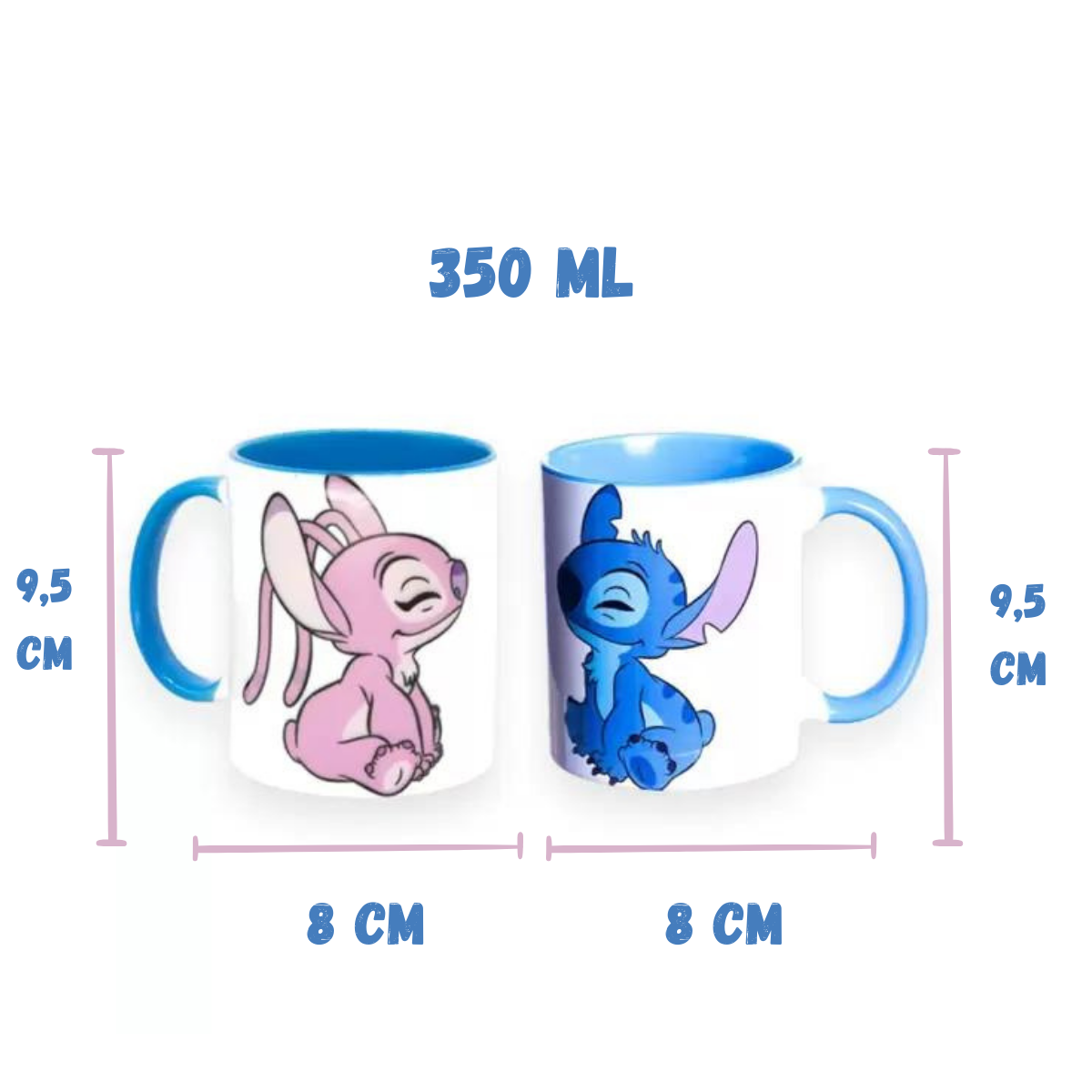 Kit 2 Canecas Stitch e Angel Minha Metade Namorados 350ml