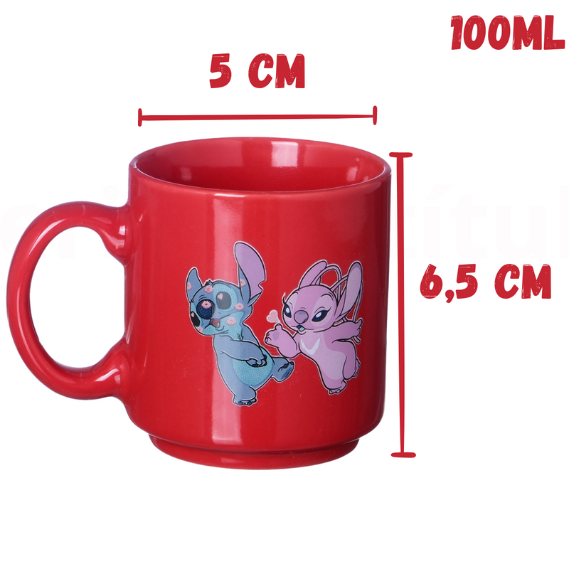Mini Caneca Stitch Love Namorados 100ml