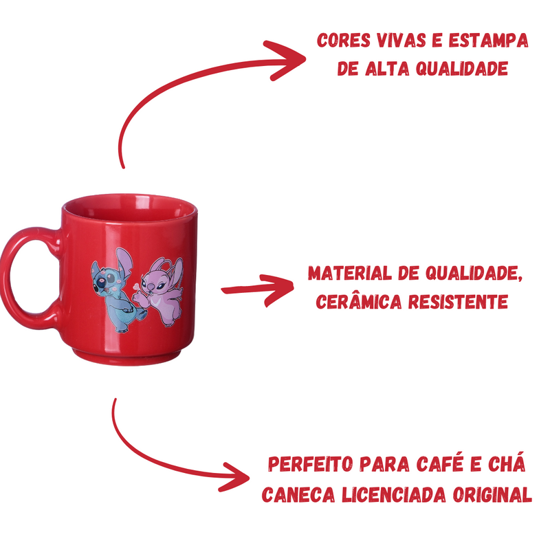 Mini Caneca Stitch Love Namorados 100ml
