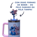 Copo Térmico Stitch e Angel 1,15L – Aço Inox com Canudo e Tampa + Brinde Especial