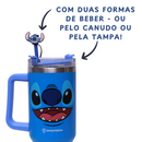 Copo Térmico Stitch 1,15L – Aço Inox com Canudo, Pingente e Tampa + Brinde Exclusivo