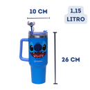 Copo Térmico Stitch 1,15L – Aço Inox com Canudo, Pingente e Tampa + Brinde Exclusivo