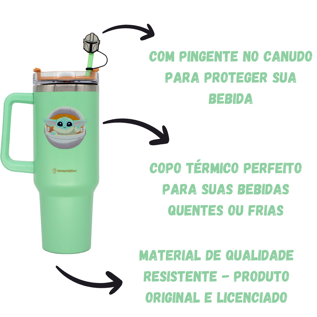 Canecão Copo Térmico Baby Yoda Mandalorian Star Wars 1,15L