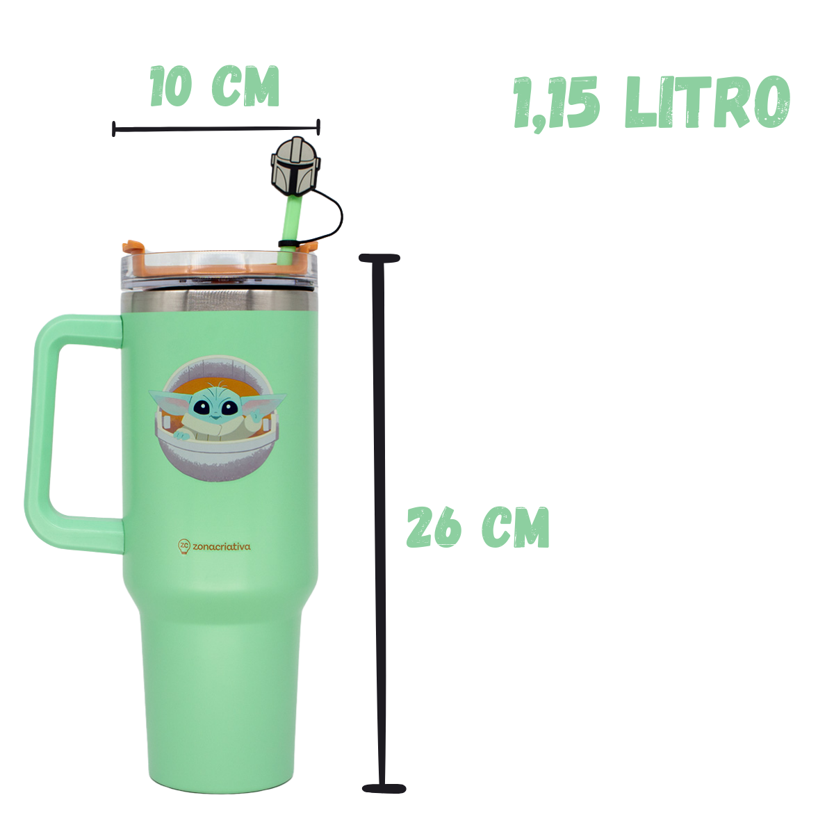 Canecão Copo Térmico Baby Yoda Mandalorian Star Wars 1,15L