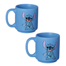 Kit Mini Xícaras Stitch Feliz 2 Unidades Cerâmica 100ml