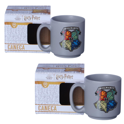 Kit Mini Xícaras Brasão de Hogwarts 2 unidades 100ml em Cerâmica