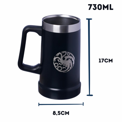 Caneca Copo Térmico House Of The Dragon Casa do Dragão Inox 730ml