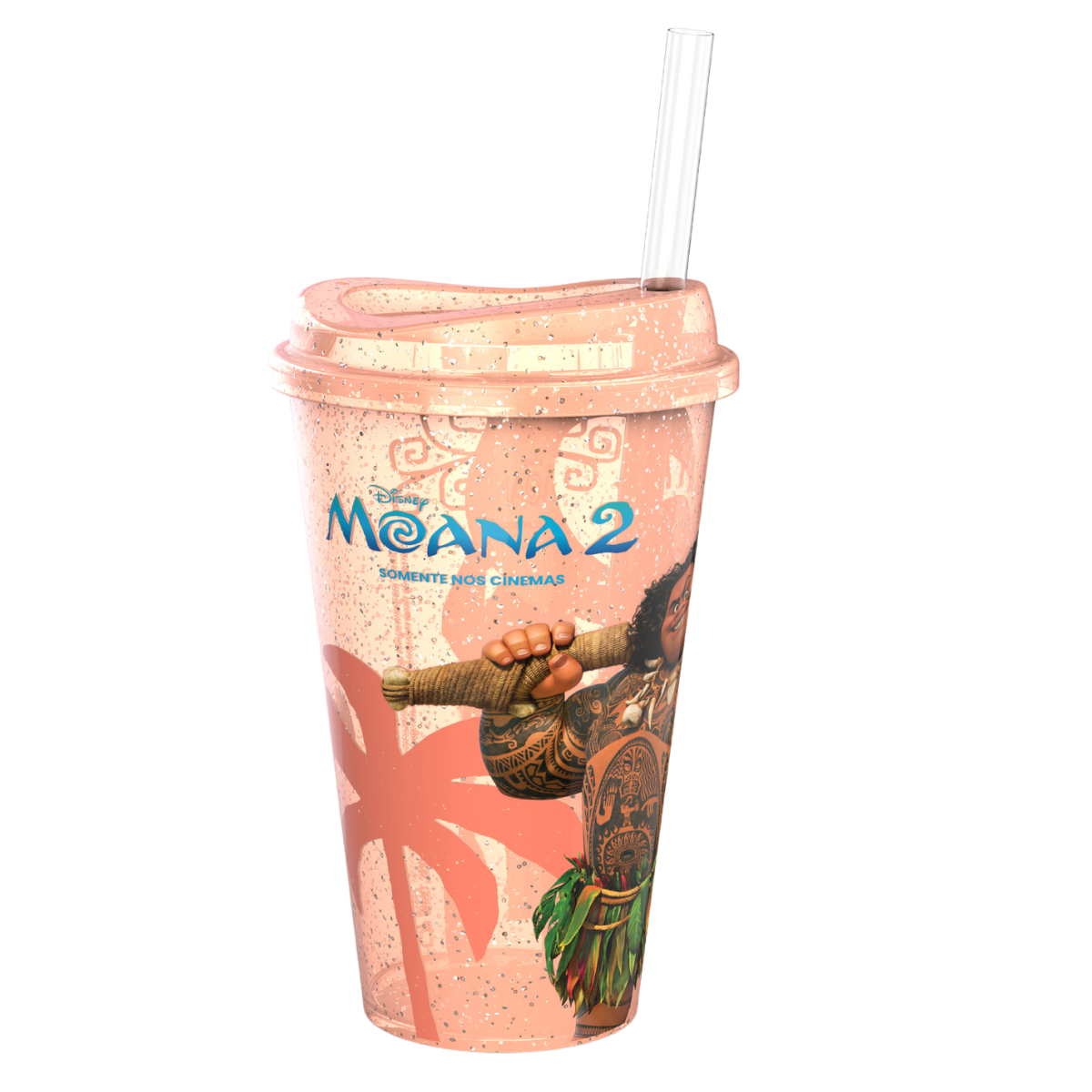 Copo com Tampa e Canudo Moana 2 Glitter 550ml