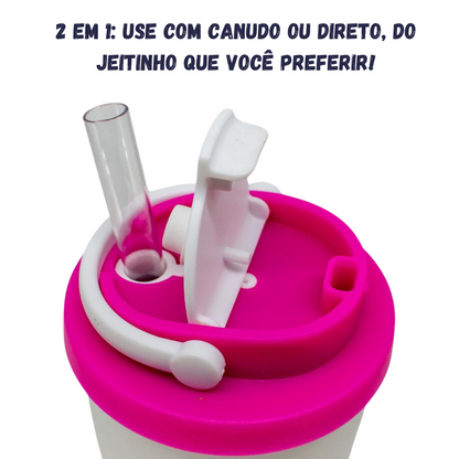 Copo Térmico Hello Kitty 850ml Inox com Canudo e Base Antiderrapante – Mantém Gelado até 8h + Brinde