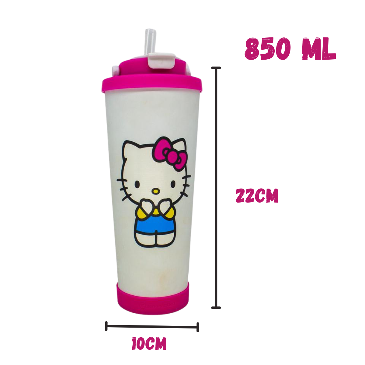 Copo Térmico Hello Kitty 850ml Inox com Canudo e Base Antiderrapante – Mantém Gelado até 8h + Brinde