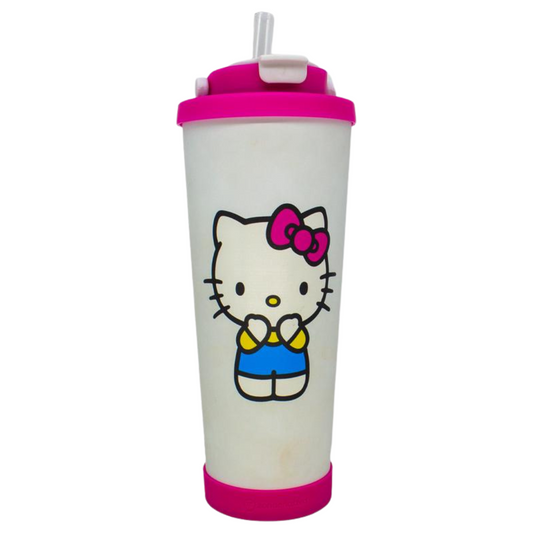 Copo Térmico Hello Kitty 850ml Inox com Canudo e Base Antiderrapante – Mantém Gelado até 8h + Brinde