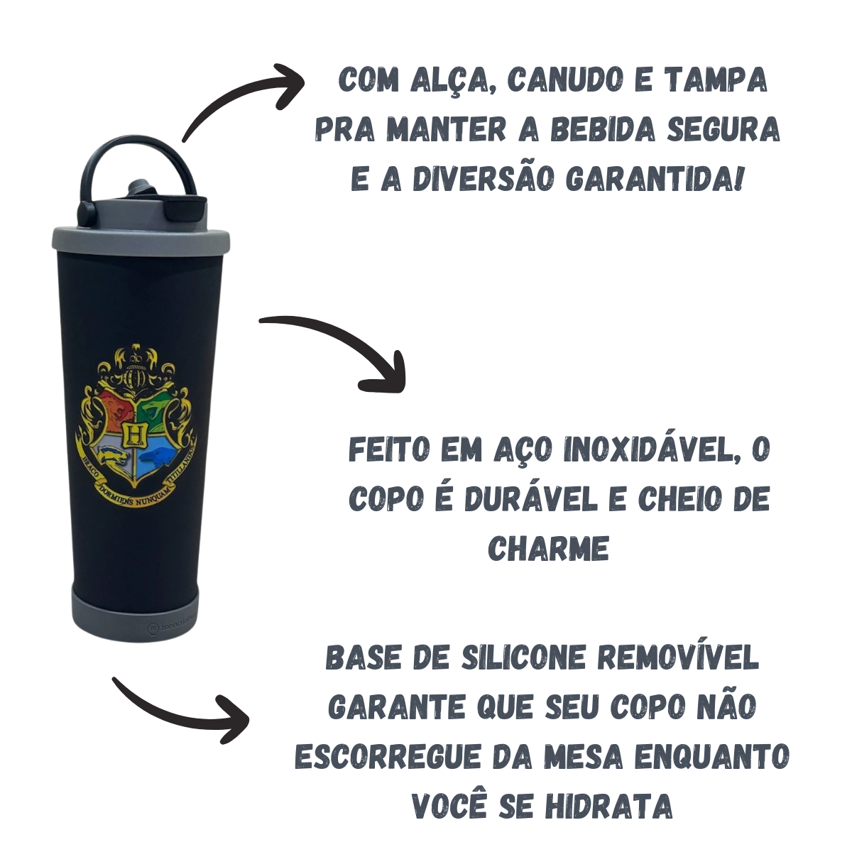 Copo Térmico Spring Hogwarts Harry Potter Aço Inox 850ml