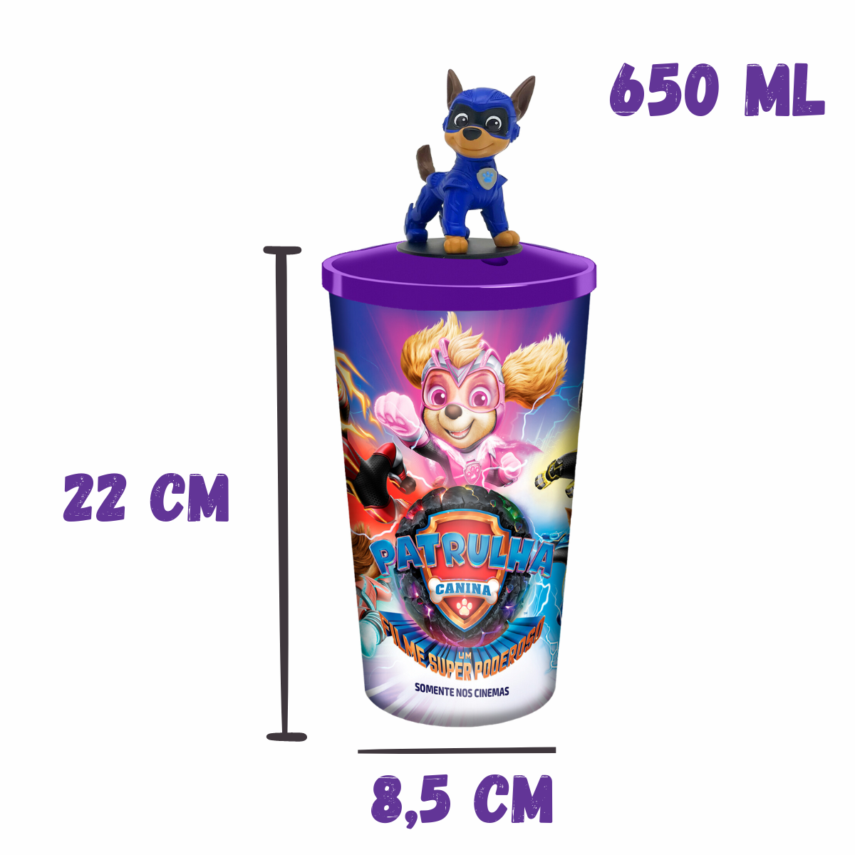 Copo Chase Patrulha Canina com Canudo 650ml