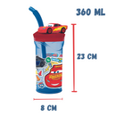 Copo Relâmpago McQueen 3D Carros Com Canudo Tampa Antivazamento 360ml