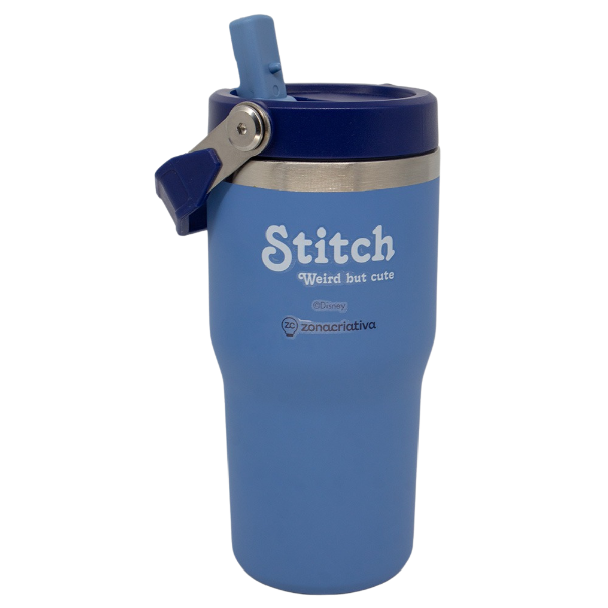 Copo Térmico Stitch com Tampa Alça e Canudo 650ml