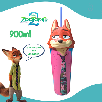 Copo Zootopia 2 Nick Wilde Raposa Formato Cinema 2025 900ml